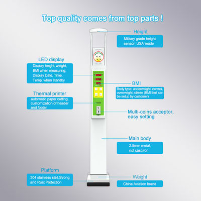 LED дисплей Медицинская цифровая высота Вес машины Монета Операция Весы